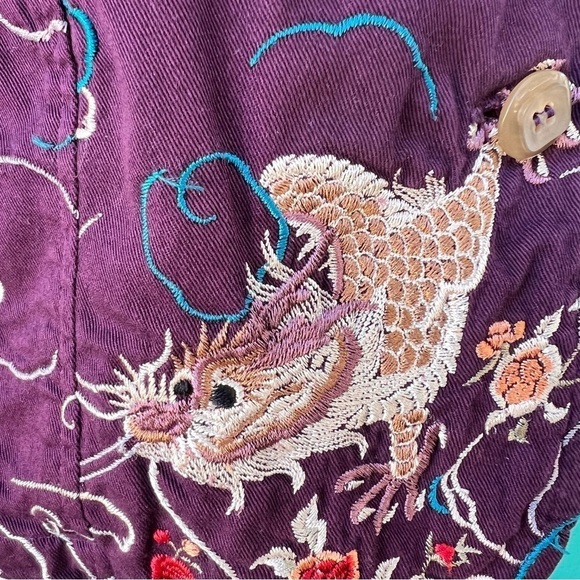 JOHNNY WAS VINTAGE PURPLE DRAGON BLAZER JACKET WITH POCKETS SIZE MEDIUM EUC - Picture 5 of 9